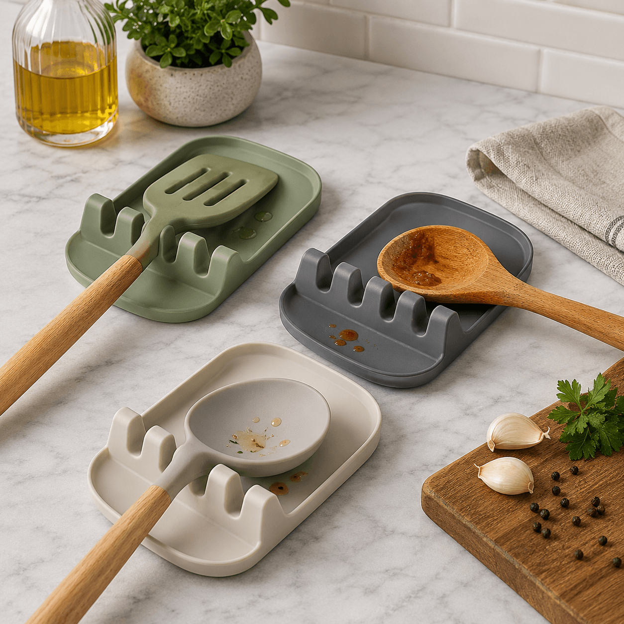 PCS SpoonNest Silicone Utensil Rest Set